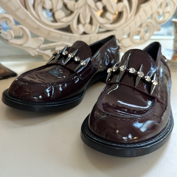 AGL Lola Spike Size 36.5 EU Patent Purple Plum Leather Loafers New Without Box - Picture 15 of 15